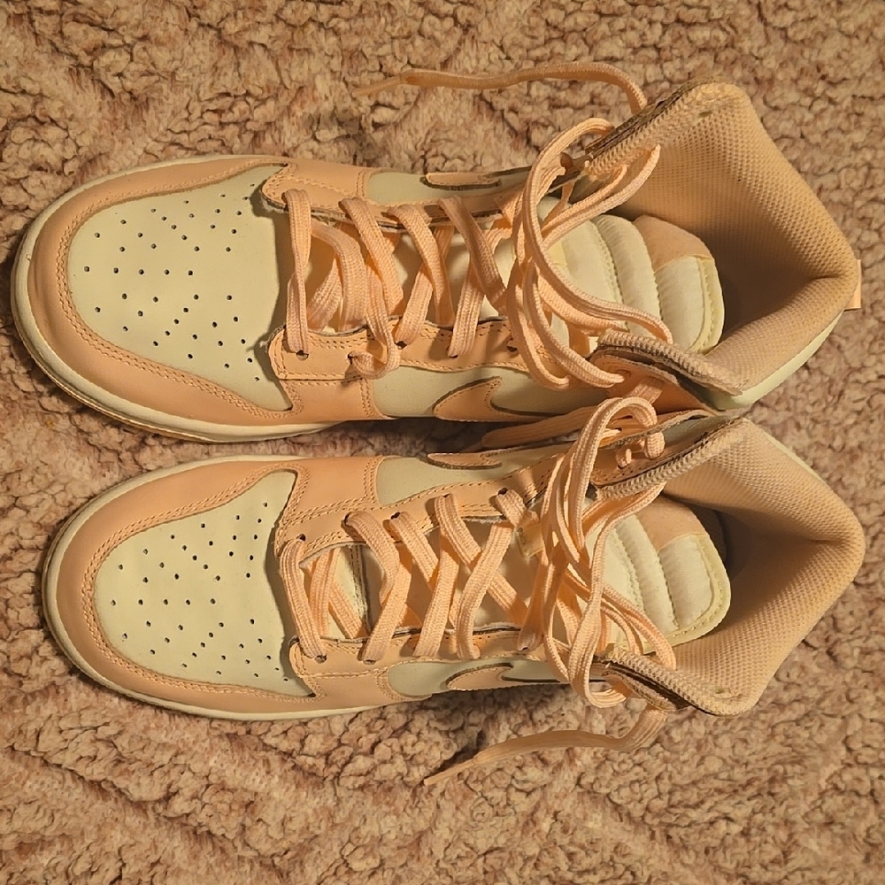 Women's Pink and White High-Top Sneakers